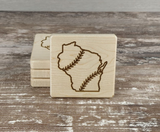 Set of 4 Wood Coasters with Built-in Bottle Openers