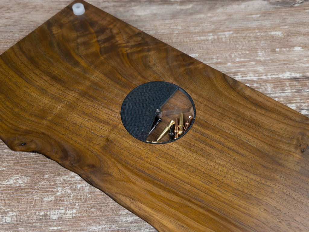 Live-Edge Walnut Cribbage Board - 3-Track - Metal Pegs - #1