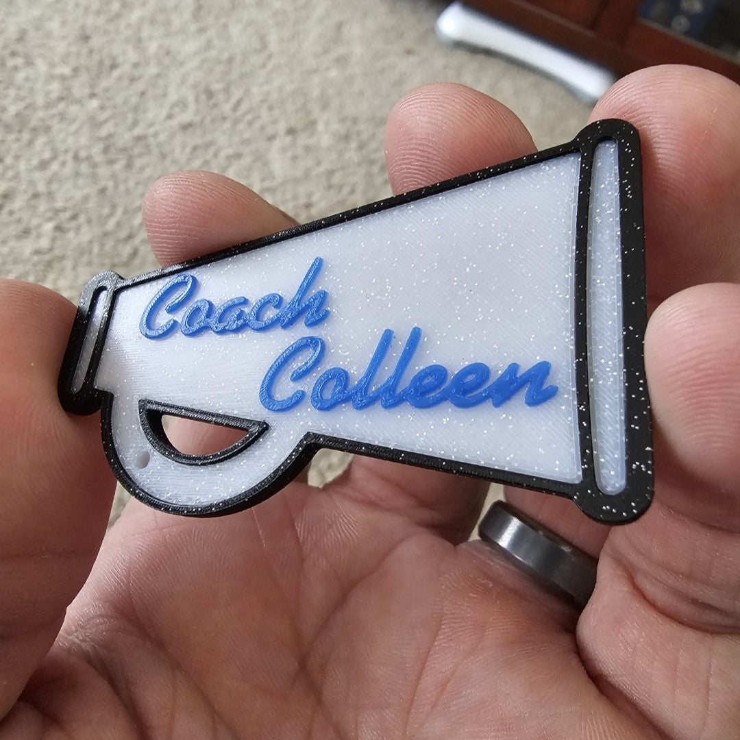 Personalized Cheer Megaphone Keychain or Bag Charm
