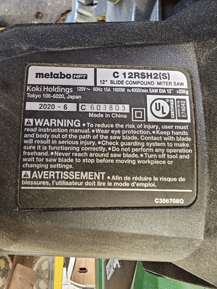 Zero-Clearance Insert for Metabo HPT/Hitachi C12RSH2 12" Sliding Miter Saws