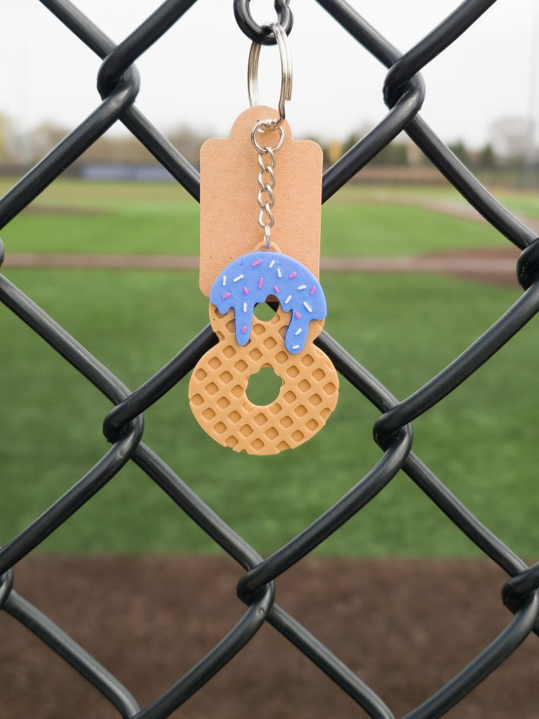 Drippy Ice Cream Cone Baseball Number 3D Keychain or Bag Charm