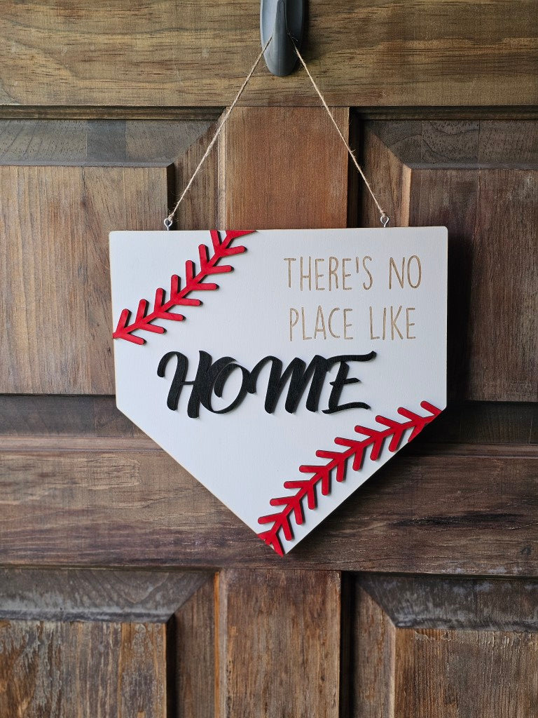 There's No Place Like HOME - Baseball Home Plate Door Hanger