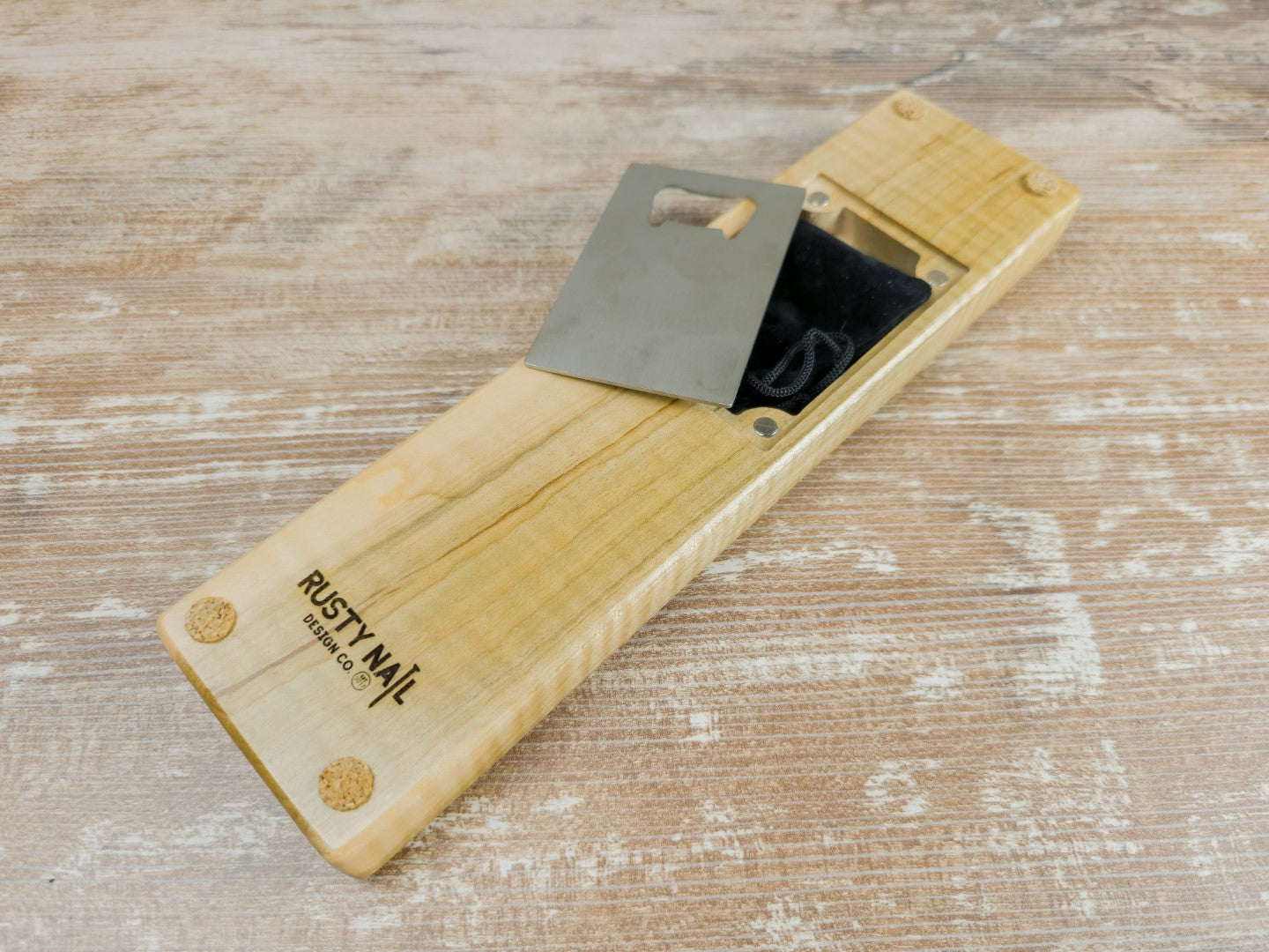 Mini Cribbage game board with pegs - Curly Maple #1