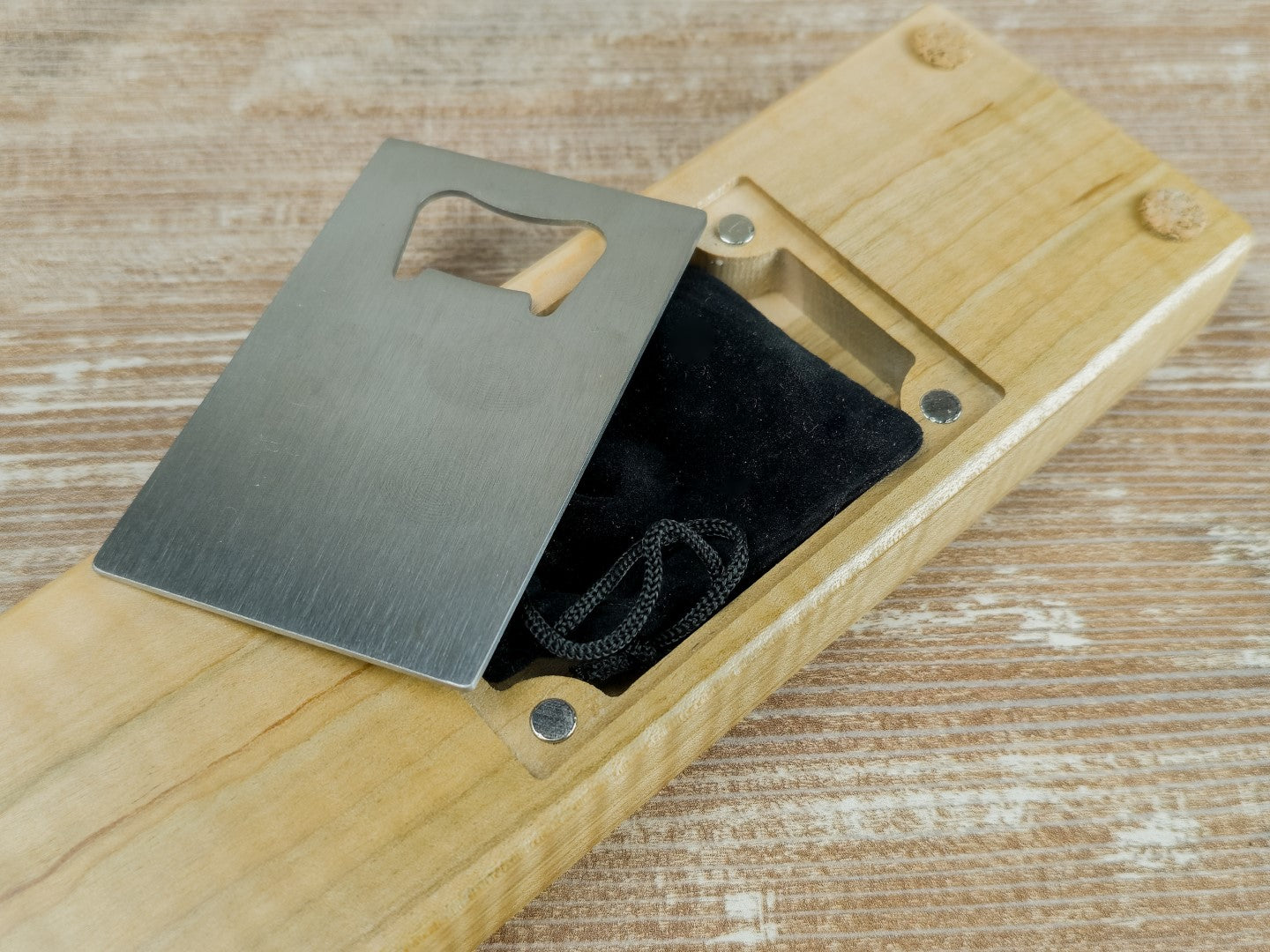 Mini Cribbage game board with pegs - Curly Maple #1