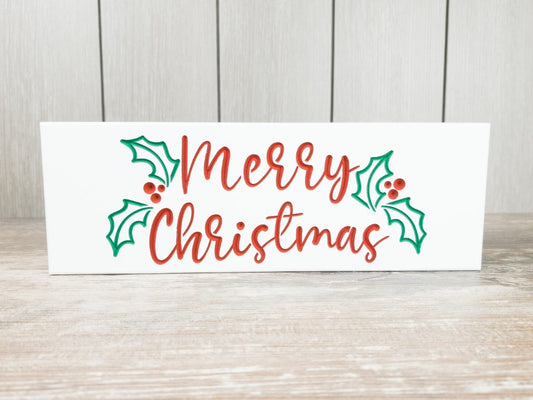 "Merry Christmas with Holly" Small Christmas sign