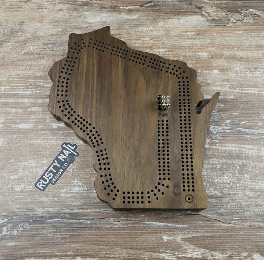 Wisconsin Cribbage Board - Walnut