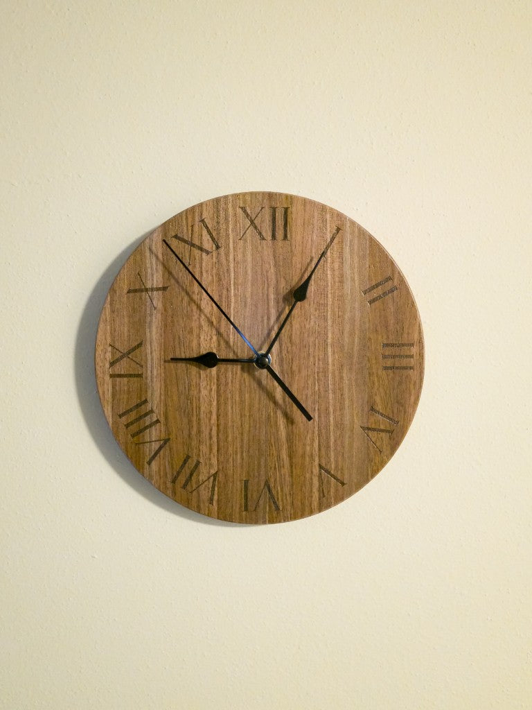 Round Walnut Wall Clock