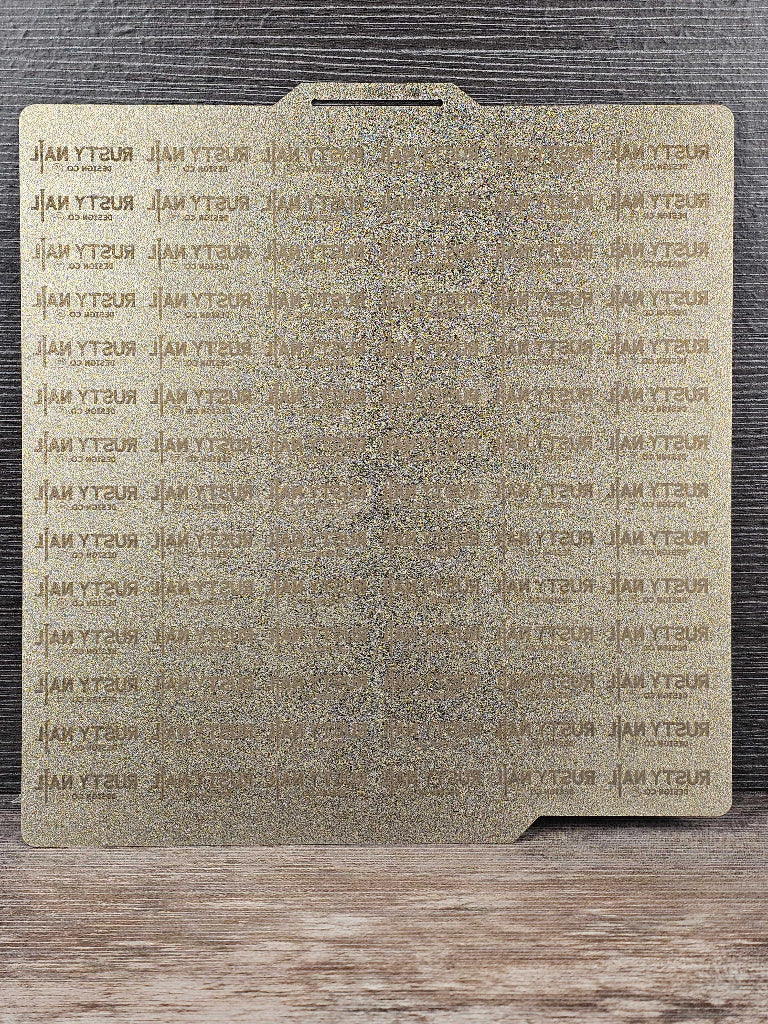 Textured gold build plate with laser engraving