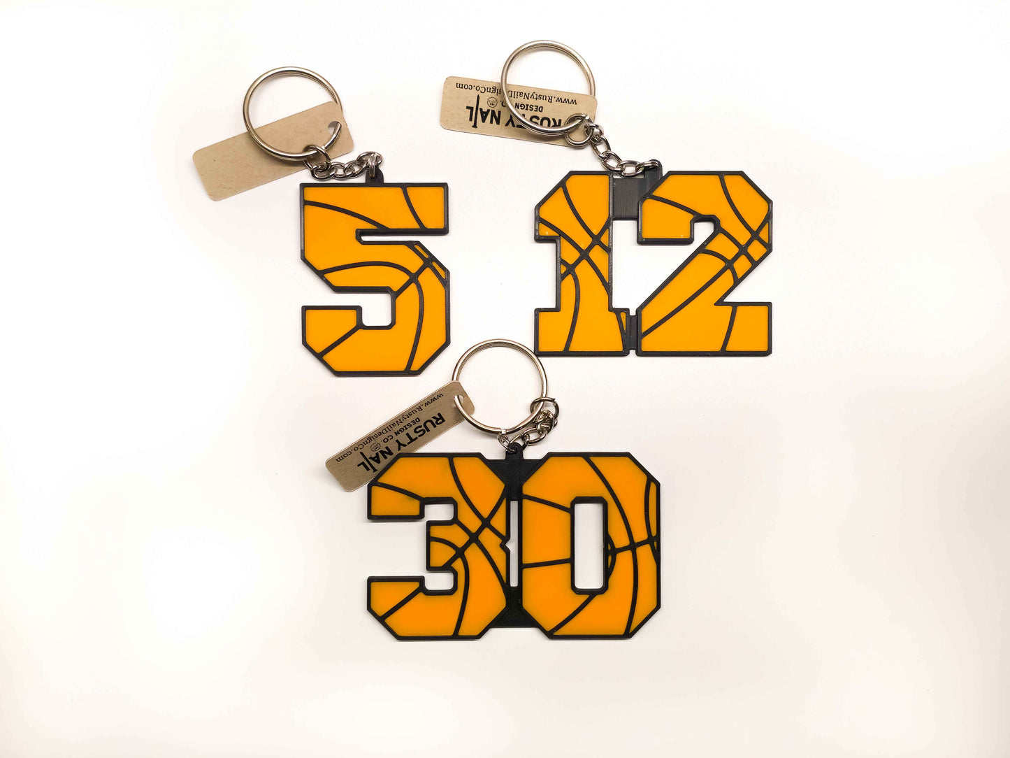 Basketball Number 3D Keychain or Bag Charm
