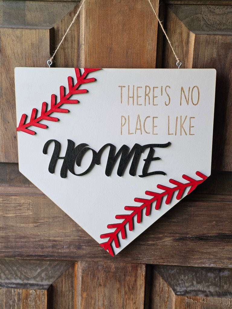 There's No Place Like HOME - Baseball Home Plate Door Hanger