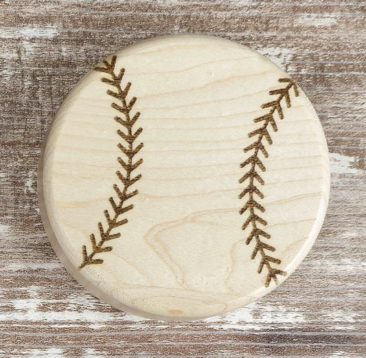 Round baseball bottle opener magnet