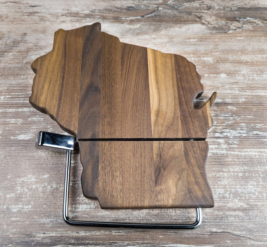Wisconsin-Shaped Solid Wood Cheese Slicer