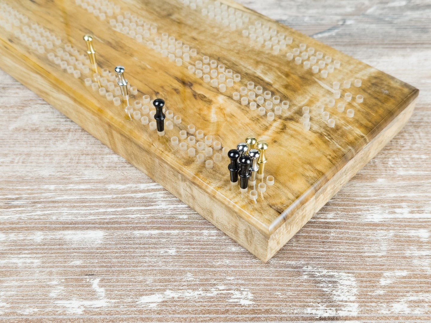 Epoxy Top Spalted Maple Cribbage Board