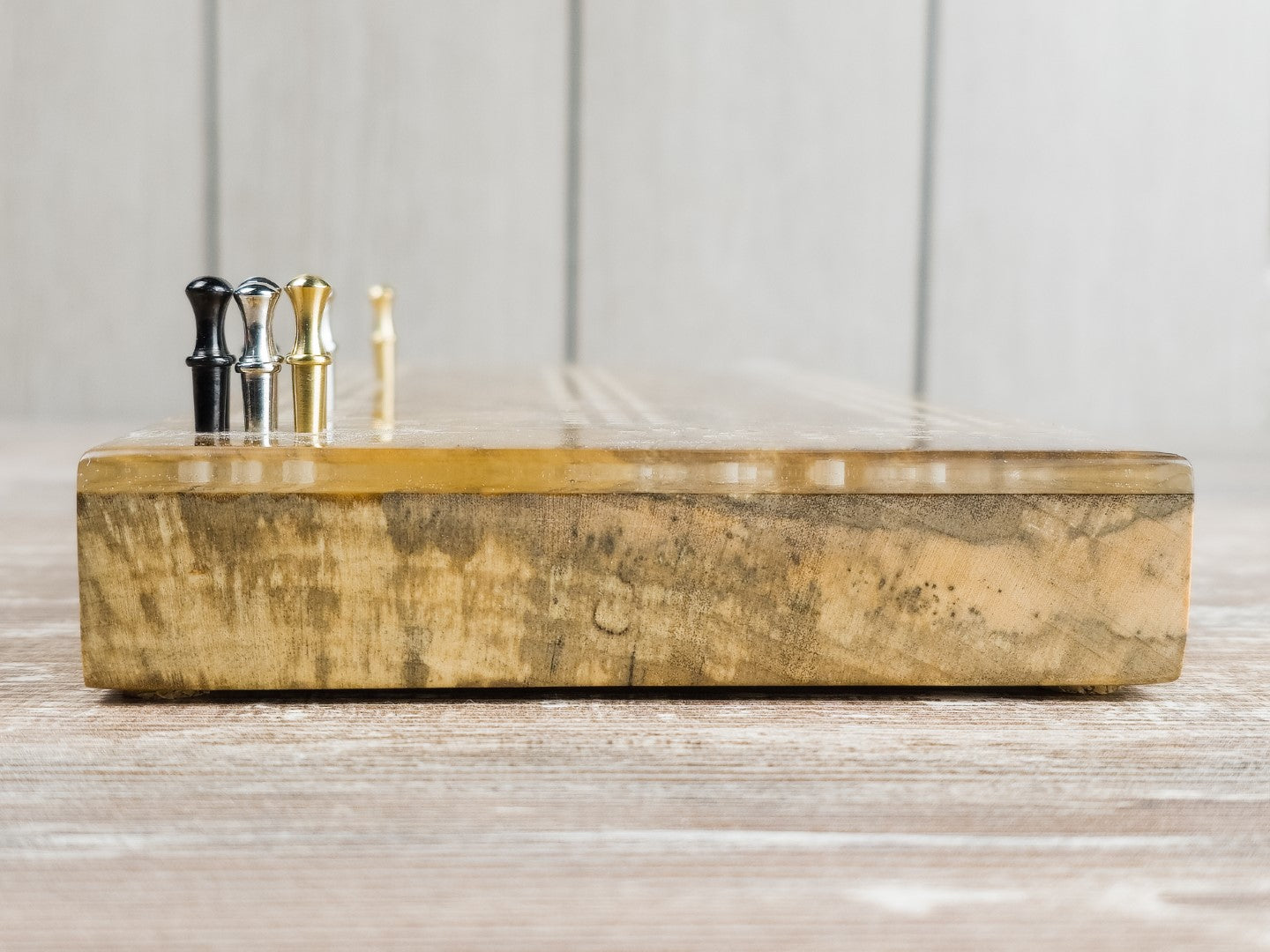 Epoxy Top Spalted Maple Cribbage Board