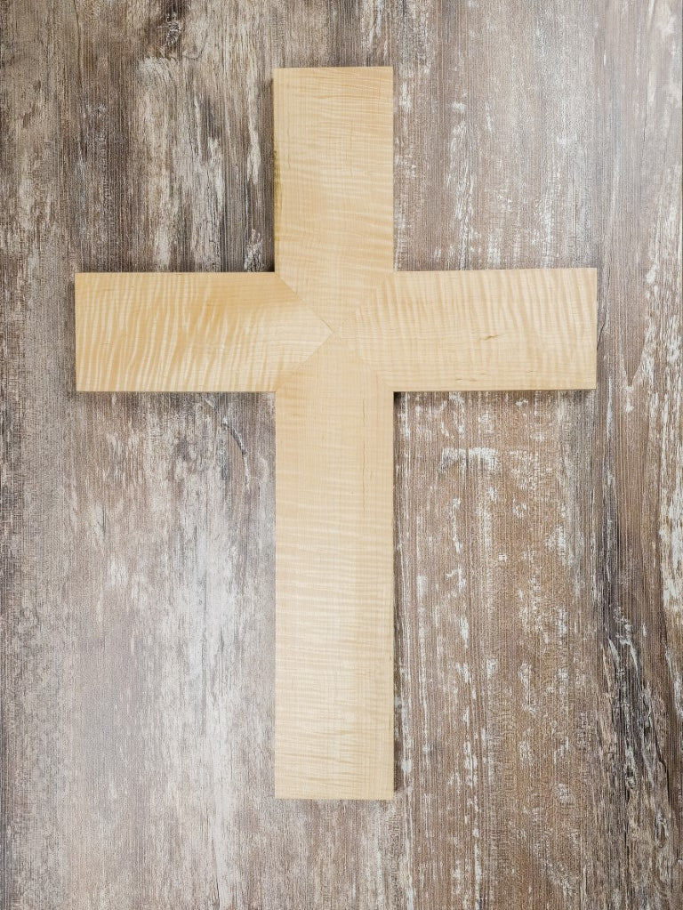 Large Wood Cross 24x17 - Curly Maple