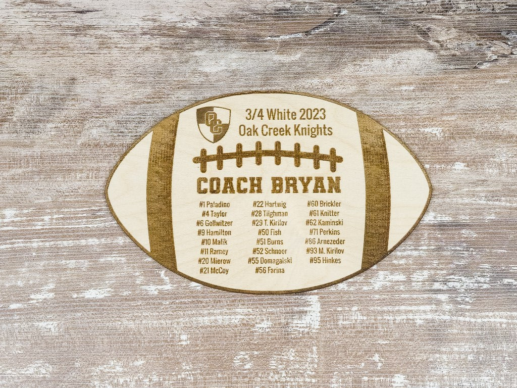 Fully Customizable Football Coaches Plaque - Laser Engraved