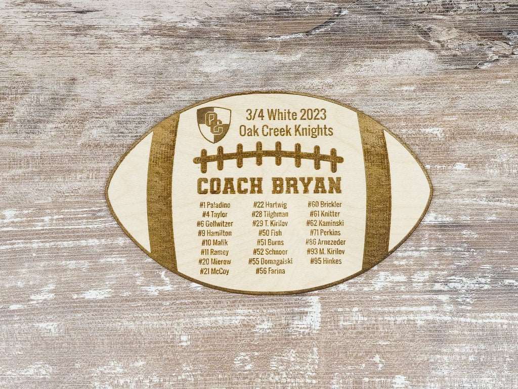 Fully Customizable Football Coaches Plaque - Laser Engraved