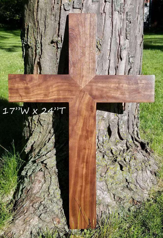 Large Wood Cross 24x17 - Solid Walnut