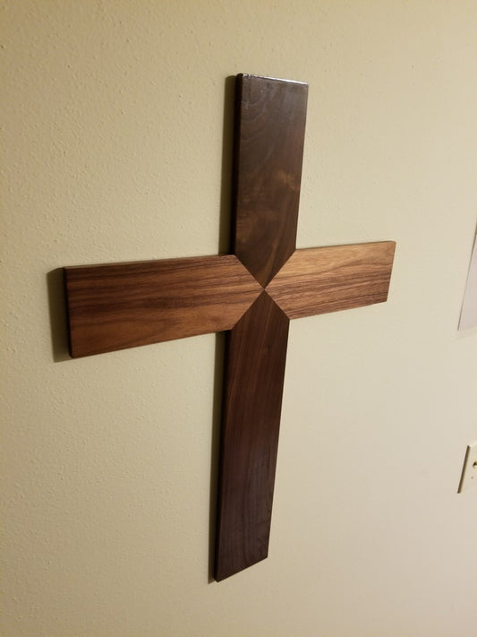 Large Wood Cross 24x17 - Solid Walnut