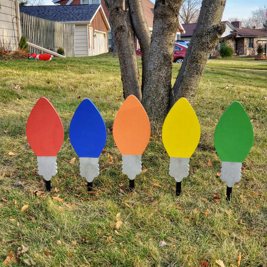 Christmas Light Bulb yard decorations - Set of 5