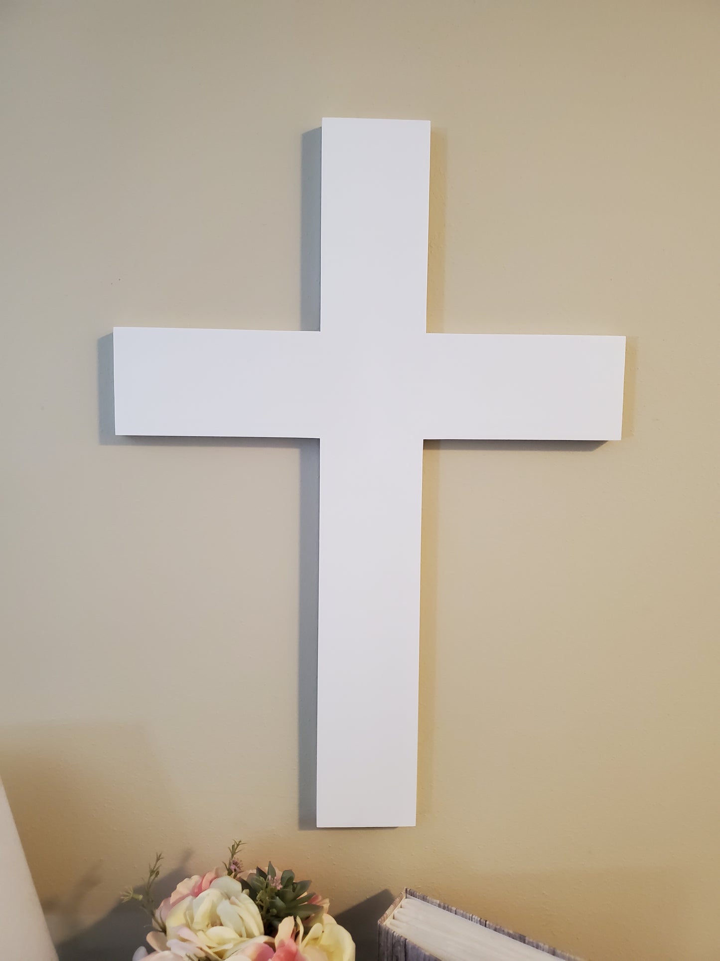 Large Wood Cross 24x17 - White